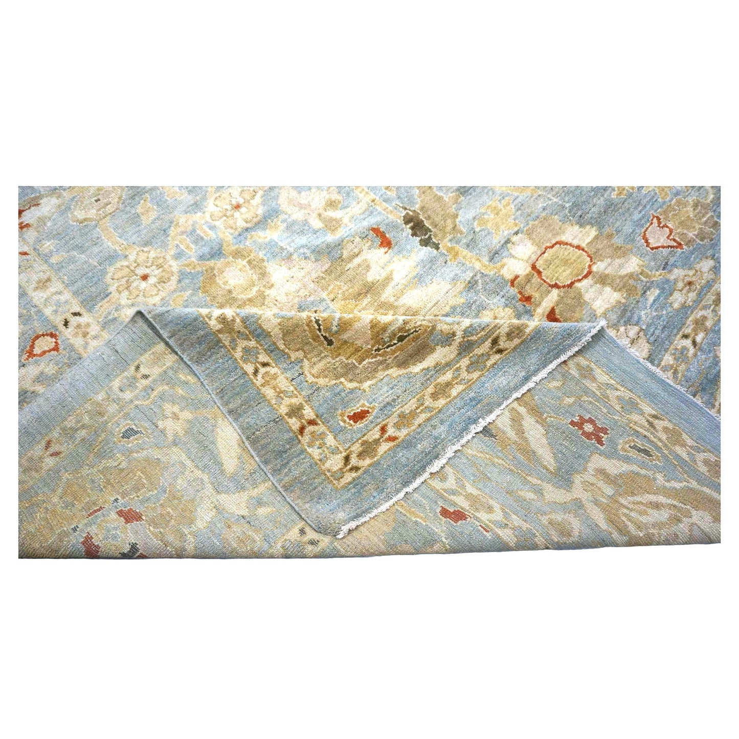 Persian Sultanabad Wool 13x23 Blue, Ivory & Red Handmade Oversized Area Rug #1143101