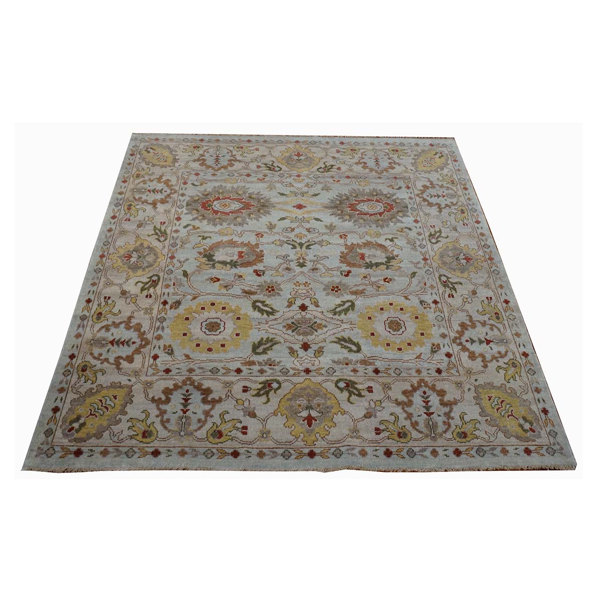 Afghan Sultanabad Masters Wool 6 x 6 Yellow & Taupe Handmade Square Area Rug #1143122