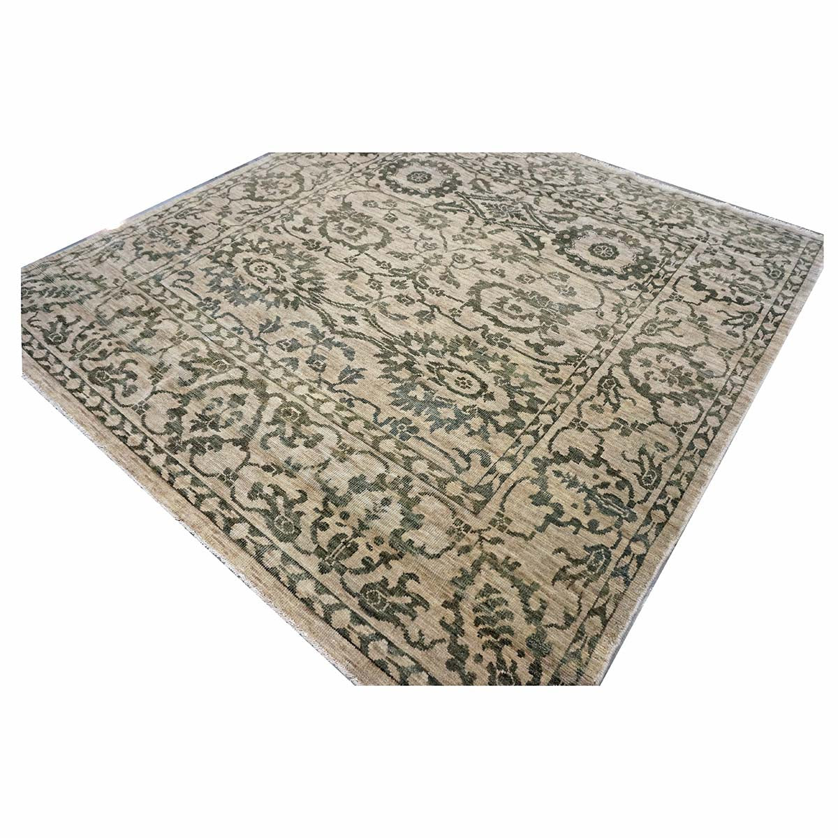 Afghan Sultanabad Master Wool 6x6 Beige & Gray Handmade Square Area Rug #1143144