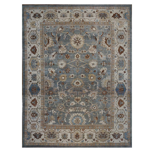 Afghan Sultanabad Wool 14x18 Slate & Ivory Handmade Oversized Area Rug #1143220