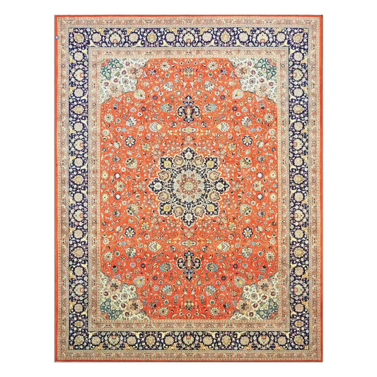 Antique Persian Tabriz Wool 10x13 Rust, Navy & Ivory Handmade Area Rug #1143224