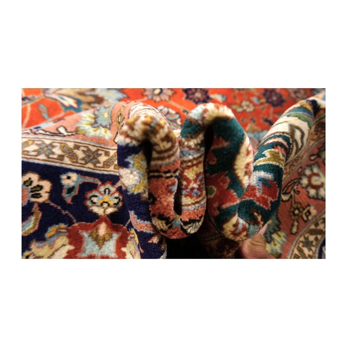 Antique Persian Tabriz Wool 10x13 Rust, Navy & Ivory Handmade Area Rug #1143224