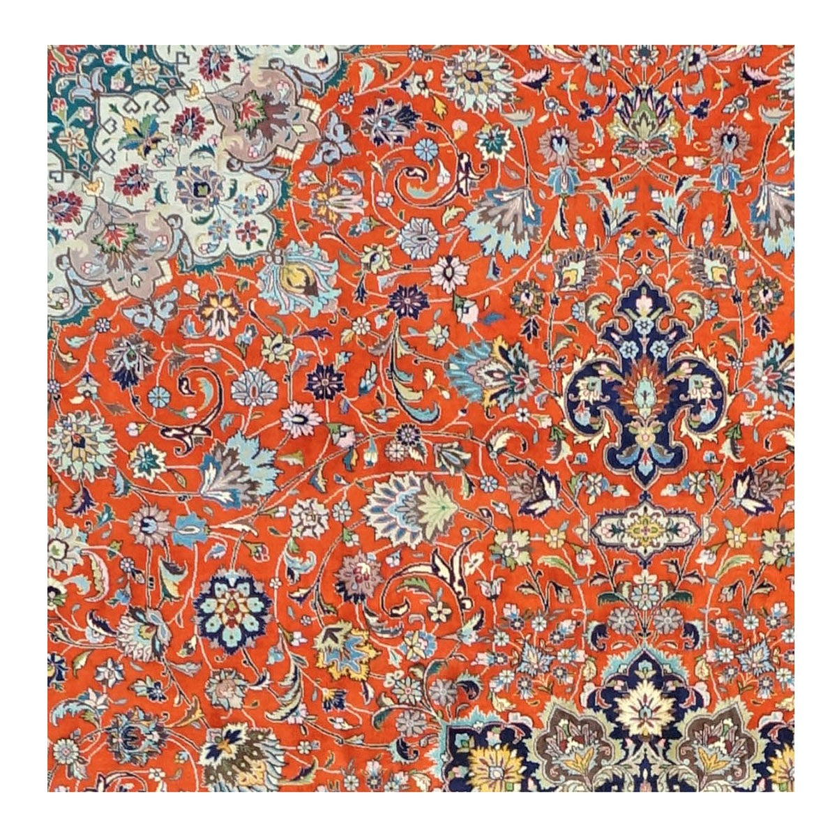 Antique Persian Tabriz Wool 10x13 Rust, Navy & Ivory Handmade Area Rug #1143224