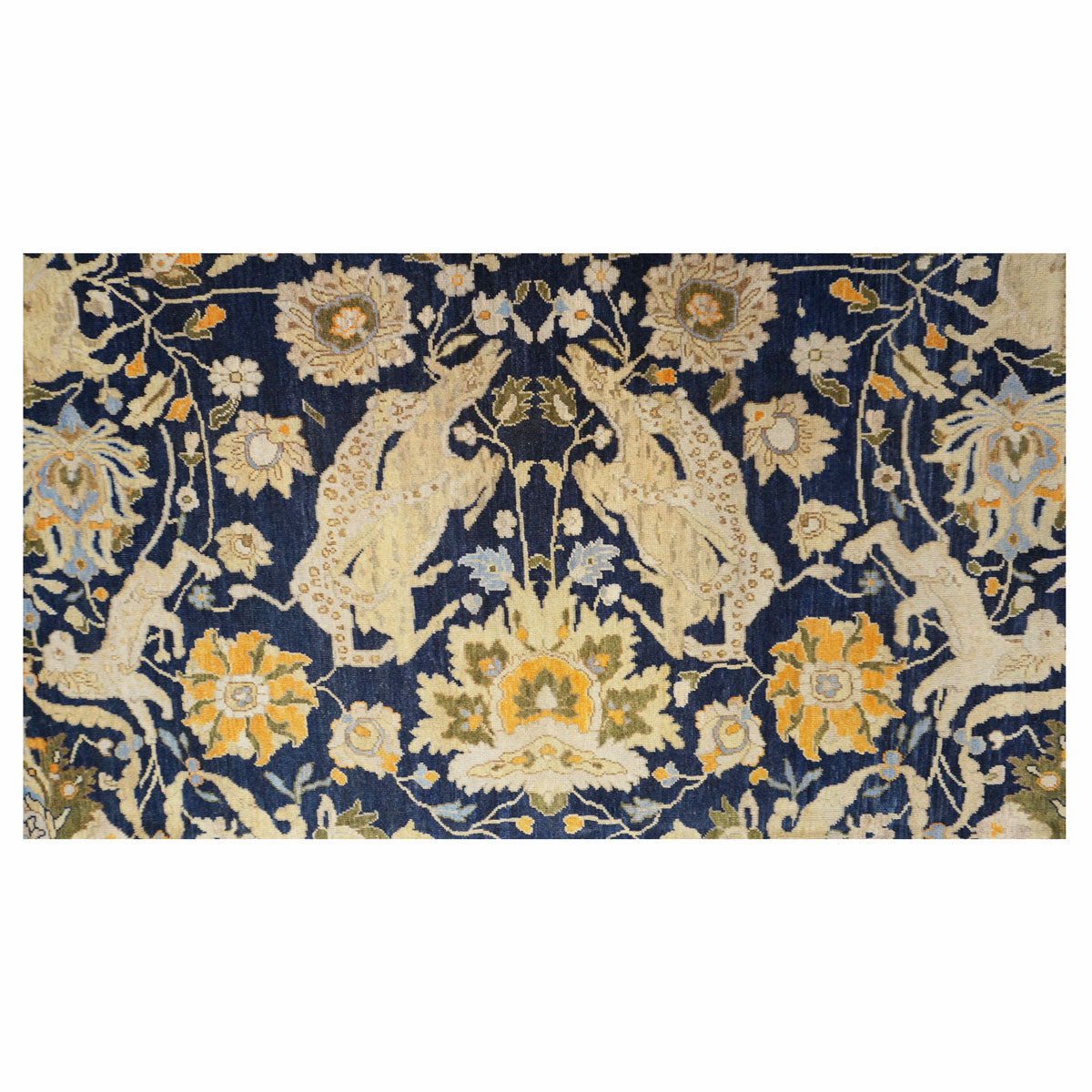 Afghan Sultanabad Wool 11x14 Navy & Yellow Handmade Area Rug #1143255