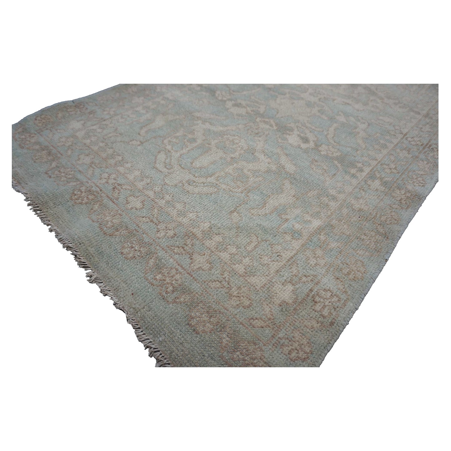 Afghan Sultanabad Masters Wool 3x11 Seafoam Green & Ivory Handmade Runner Rug #1143257