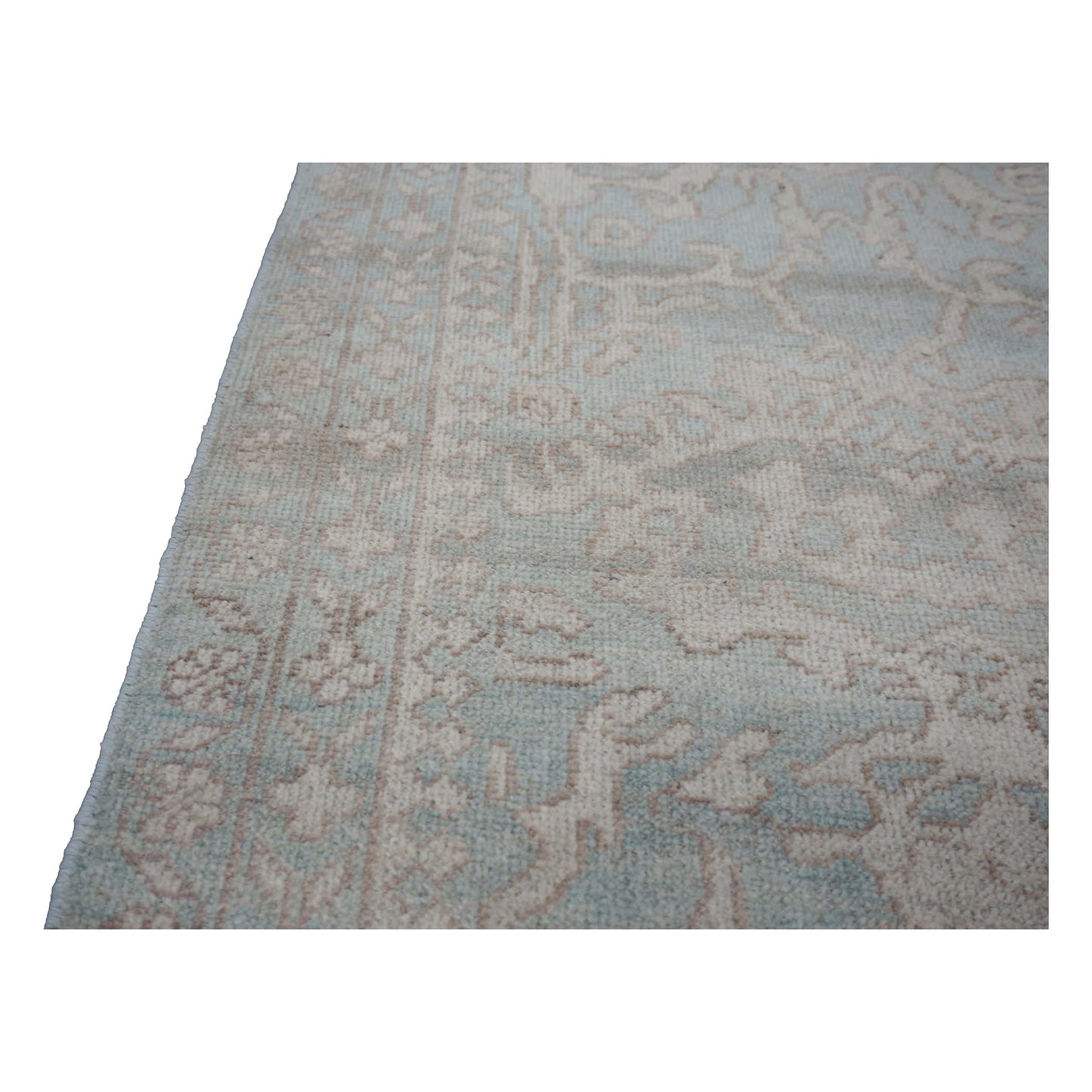 Afghan Sultanabad Masters Wool 3x11 Seafoam Green & Ivory Handmade Runner Rug #1143257