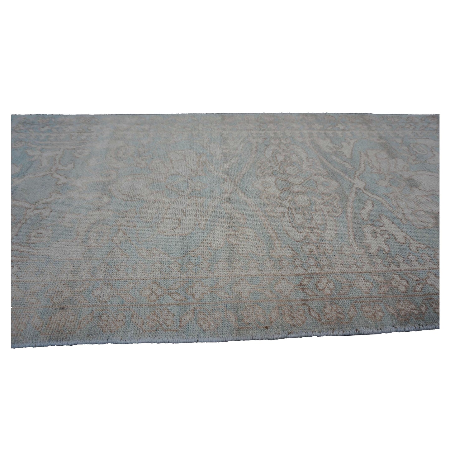 Afghan Sultanabad Masters Wool 3x11 Seafoam Green & Ivory Handmade Runner Rug #1143257