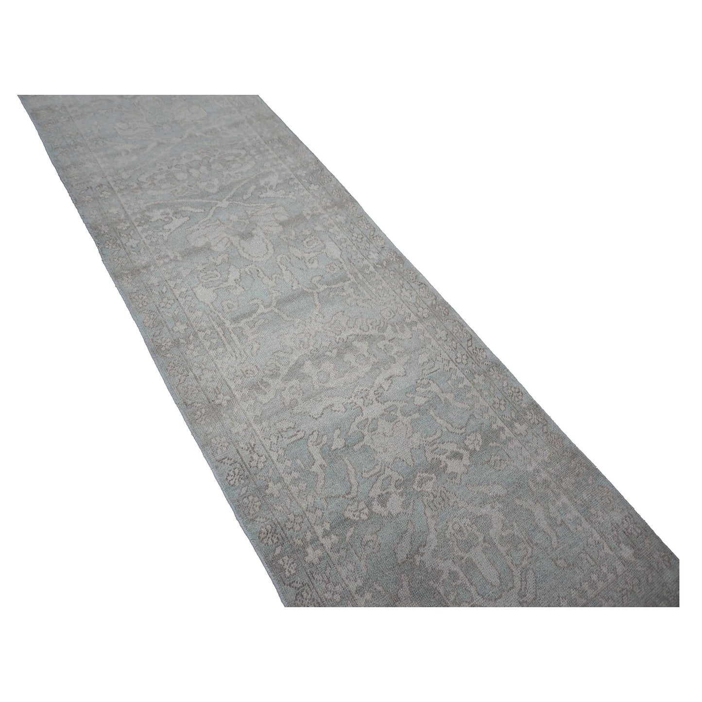 Afghan Sultanabad Masters Wool 3x11 Seafoam Green & Ivory Handmade Runner Rug #1143257