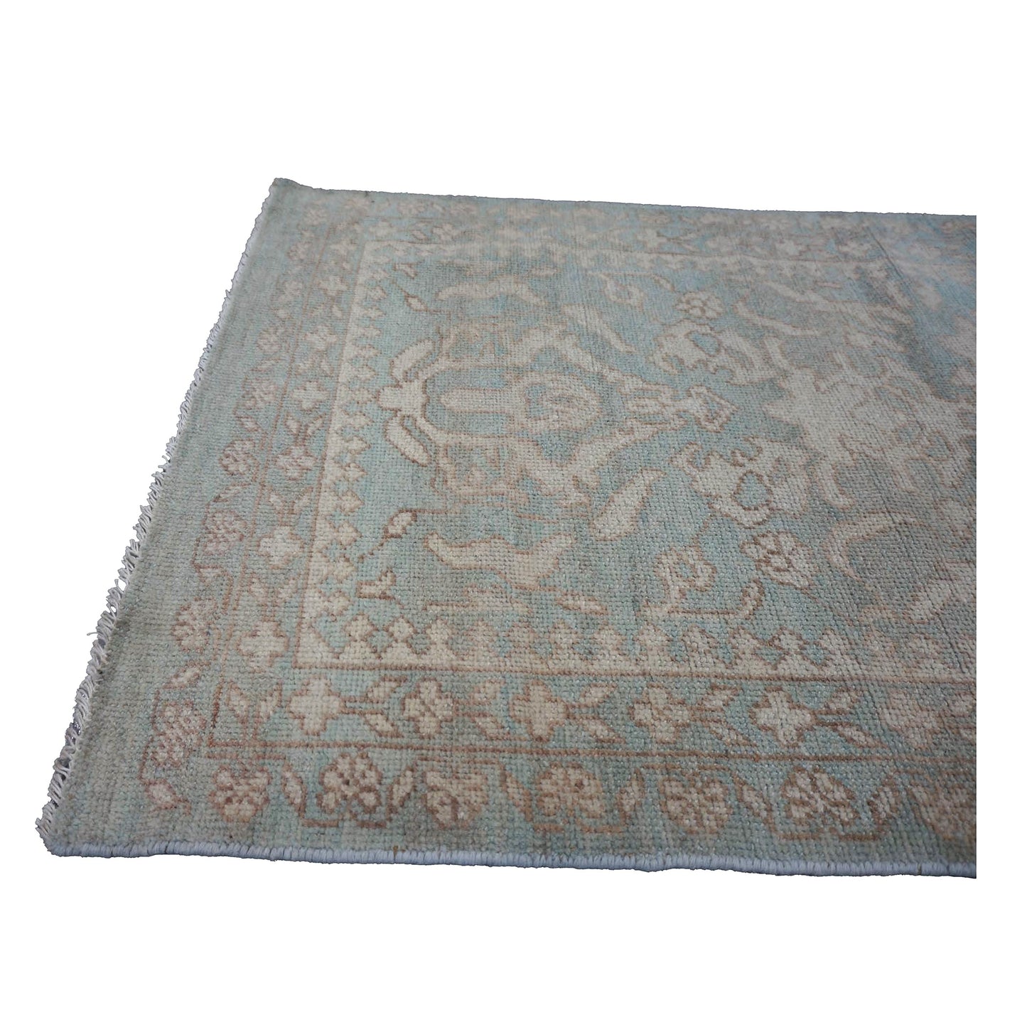 Afghan Sultanabad Masters Wool 3x11 Seafoam Green & Ivory Handmade Runner Rug #1143257