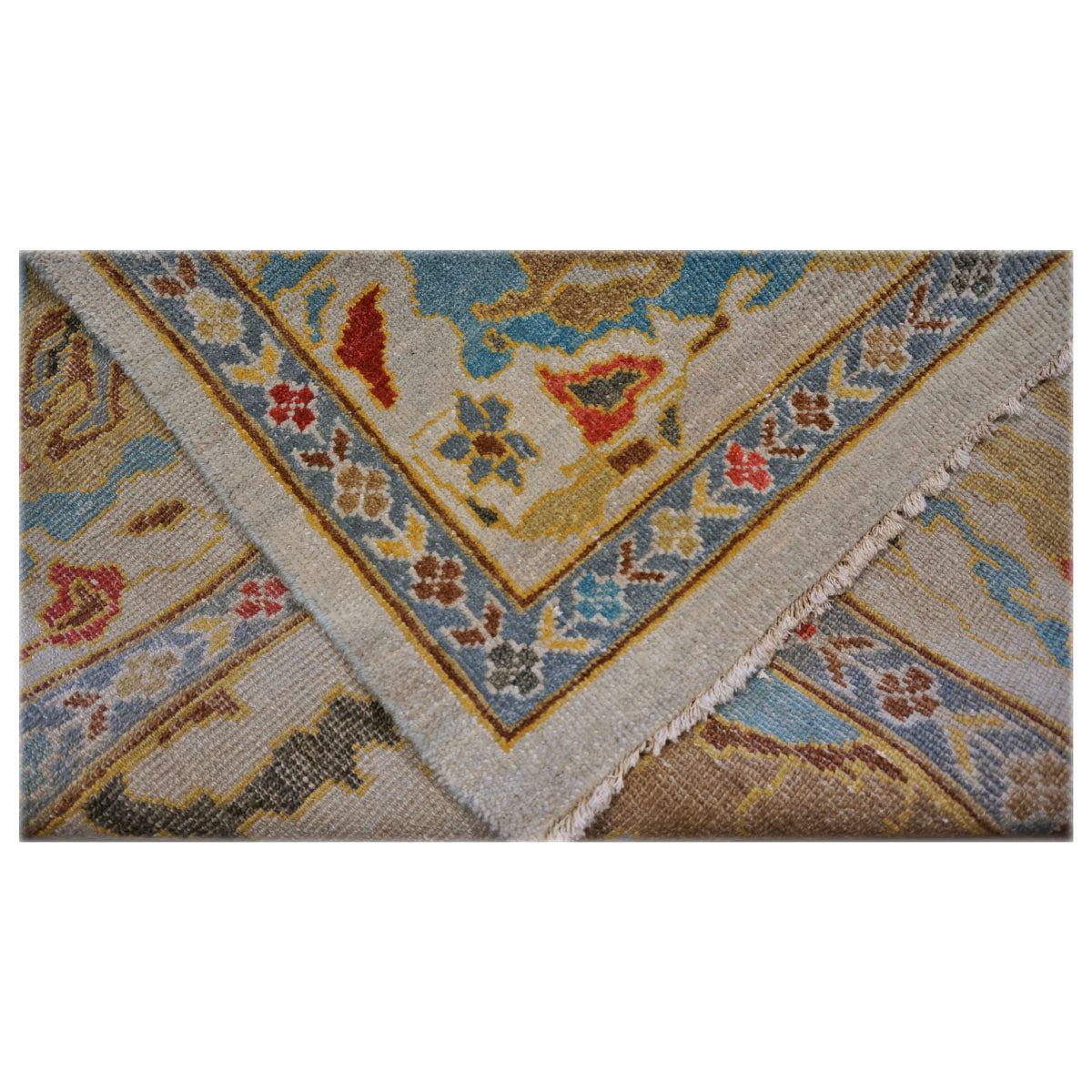 21st Century Afghan Sultanabad Wool 9x12 Ivory & Light Blue Handmade Area Rug #1143281