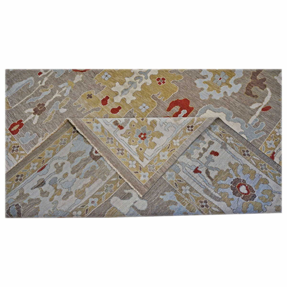 21st Century Afghan Sultanabad Wool 10x14 Tan, Light Blue & Ivory Handmade Area Rug #1143285