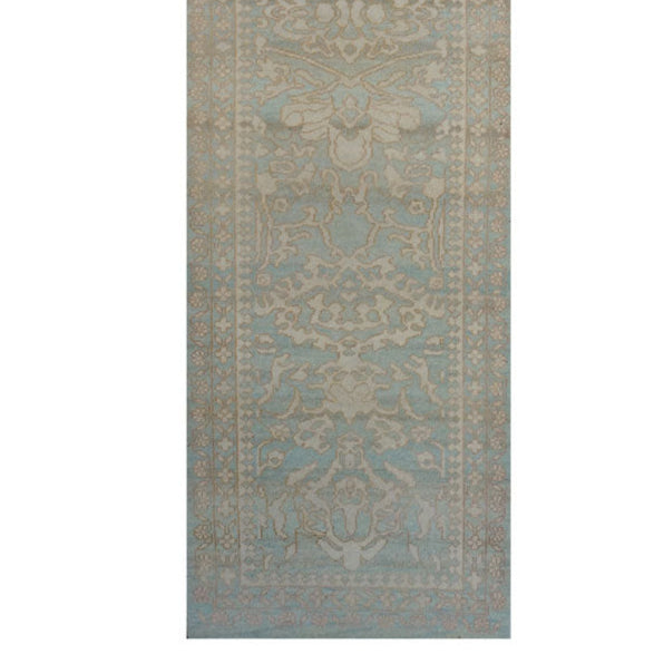 Afghan Sultanabad Master Wool 3x11 Light Blue & Ivory Handmade Runner Rug #1143351