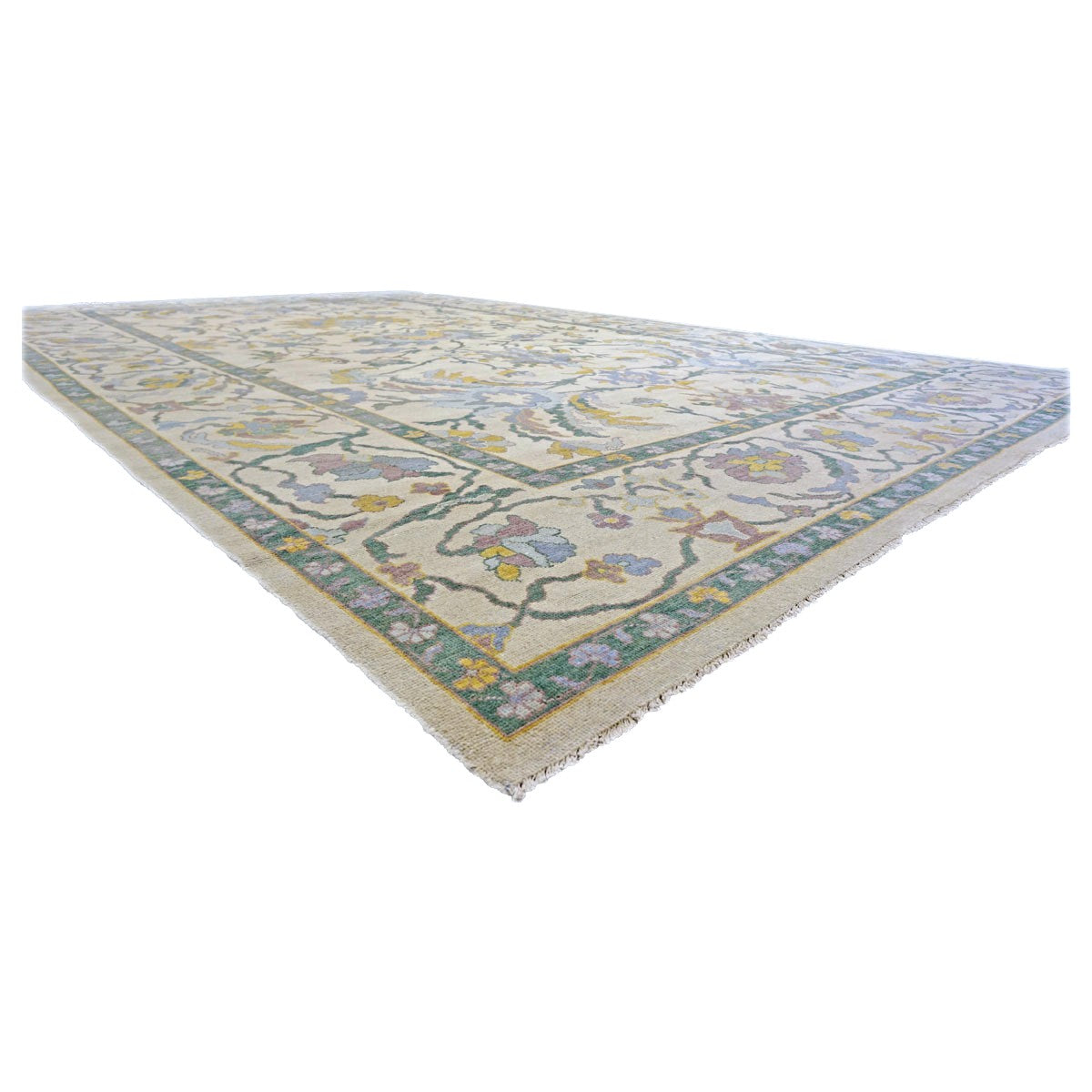 Afghan Sultanabad Wool 10x17 Teal, Ivory, Mauve & Yellow Handmade Area Rug #1143354