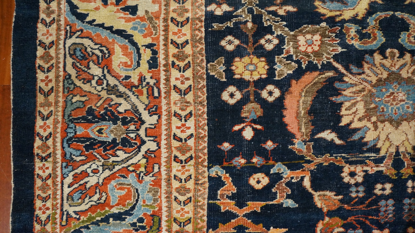 Antique Persian Sultanabad Wool 14x17 Tan & Blue Handmade Oversized Area Rug #1143482