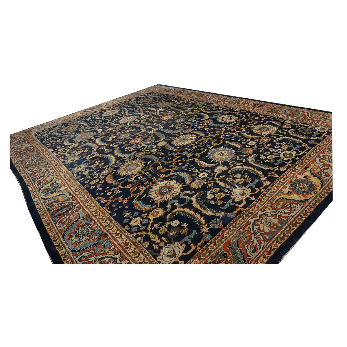 Antique Persian Sultanabad Wool 14x17 Tan & Blue Handmade Oversized Area Rug #1143482
