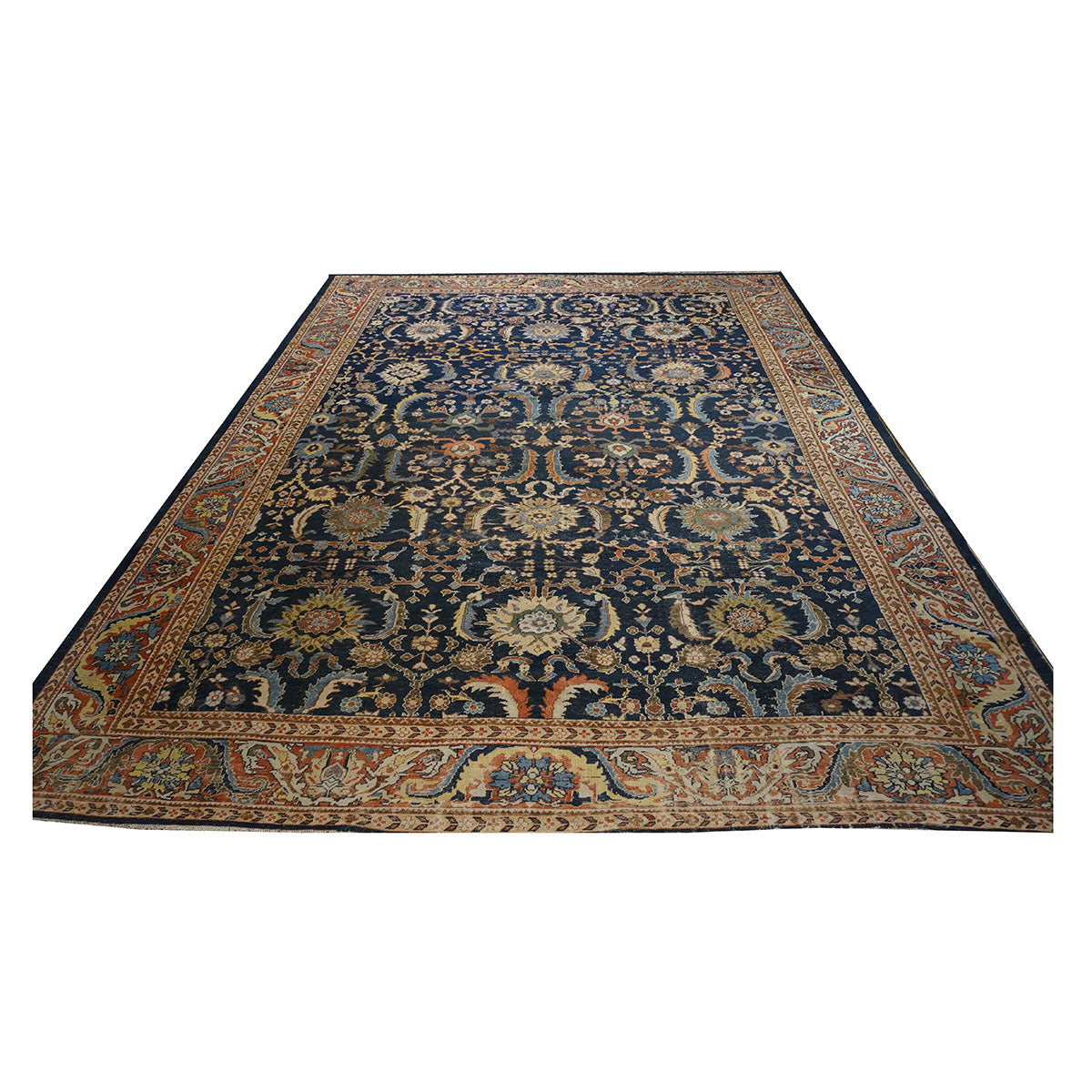 Antique Persian Sultanabad Wool 14x17 Tan & Blue Handmade Oversized Area Rug #1143482