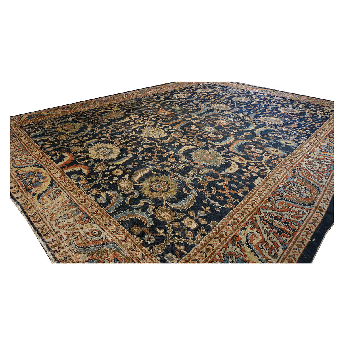 Antique Persian Sultanabad Wool 14x17 Tan & Blue Handmade Oversized Area Rug #1143482