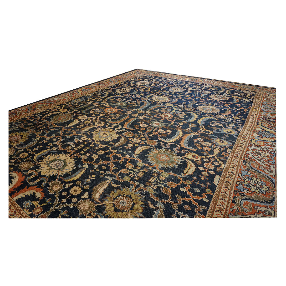 Antique Persian Sultanabad Wool 14x17 Tan & Blue Handmade Oversized Area Rug #1143482