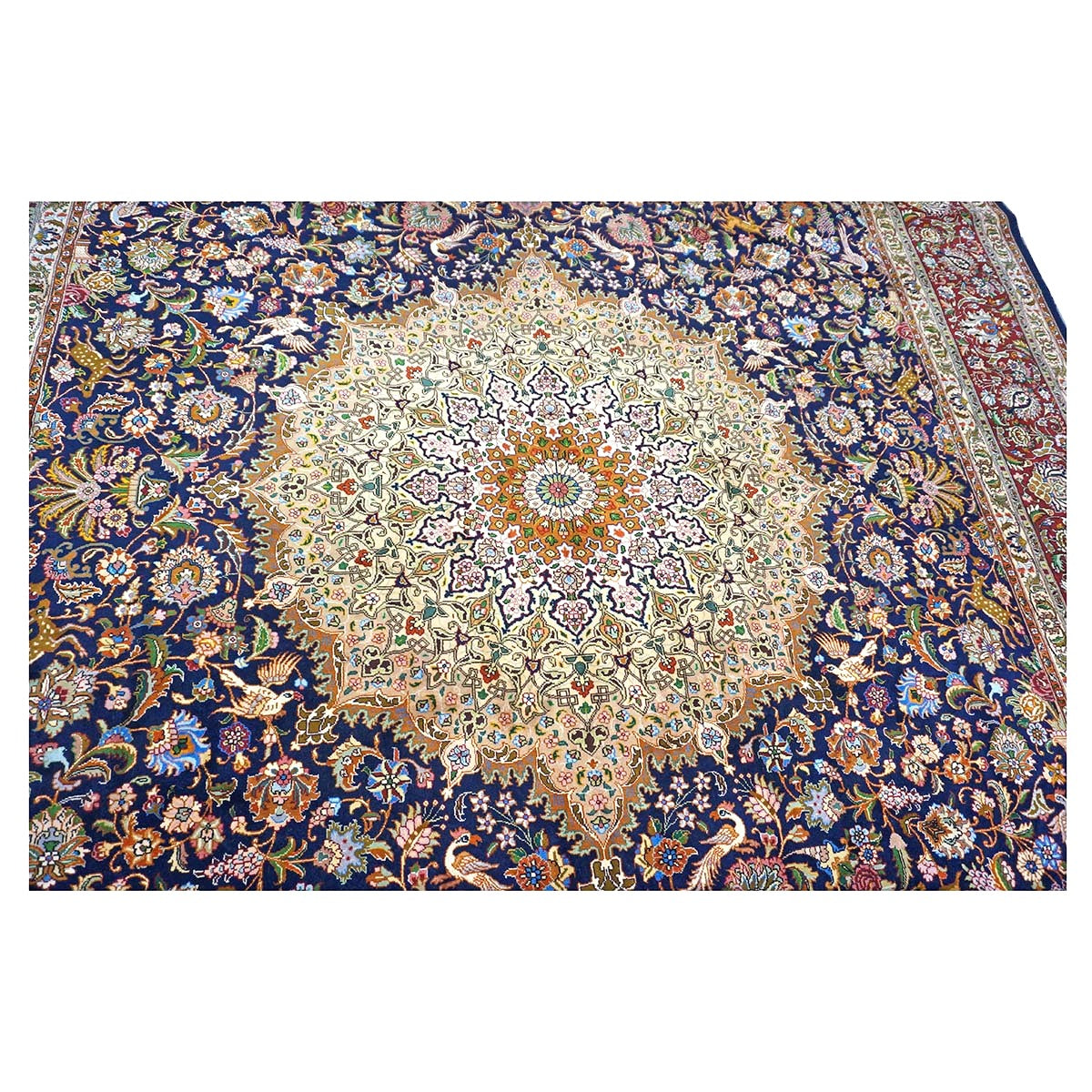 Antique Persian Tabriz Wool 10 x 16  Ivory & Brown Handmade Area Rug #1143508