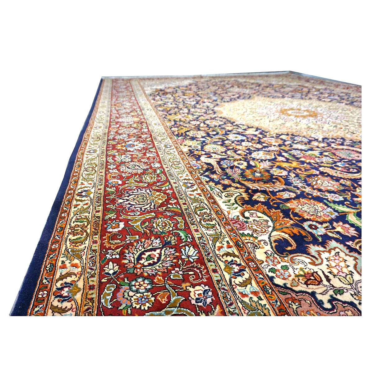 Antique Persian Tabriz Wool 10 x 16  Ivory & Brown Handmade Area Rug #1143508