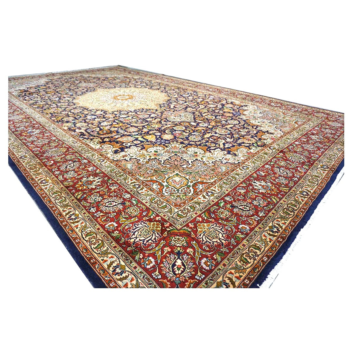 Antique Persian Tabriz Wool 10 x 16  Ivory & Brown Handmade Area Rug #1143508