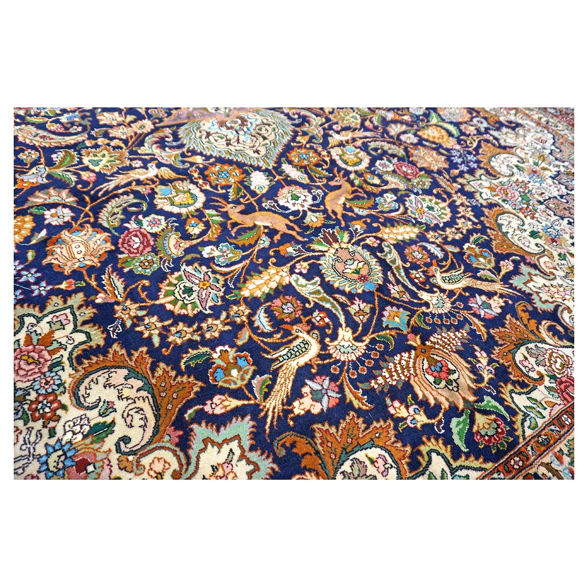 Antique Persian Tabriz Wool 10 x 16  Ivory & Brown Handmade Area Rug #1143508