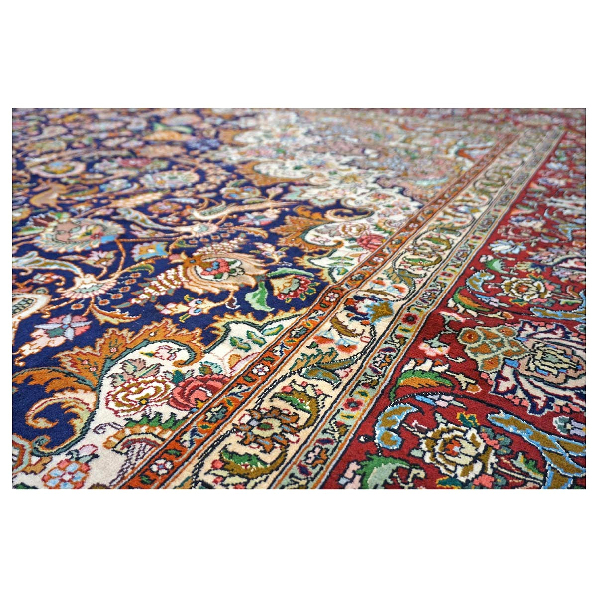 Antique Persian Tabriz Wool 10 x 16  Ivory & Brown Handmade Area Rug #1143508