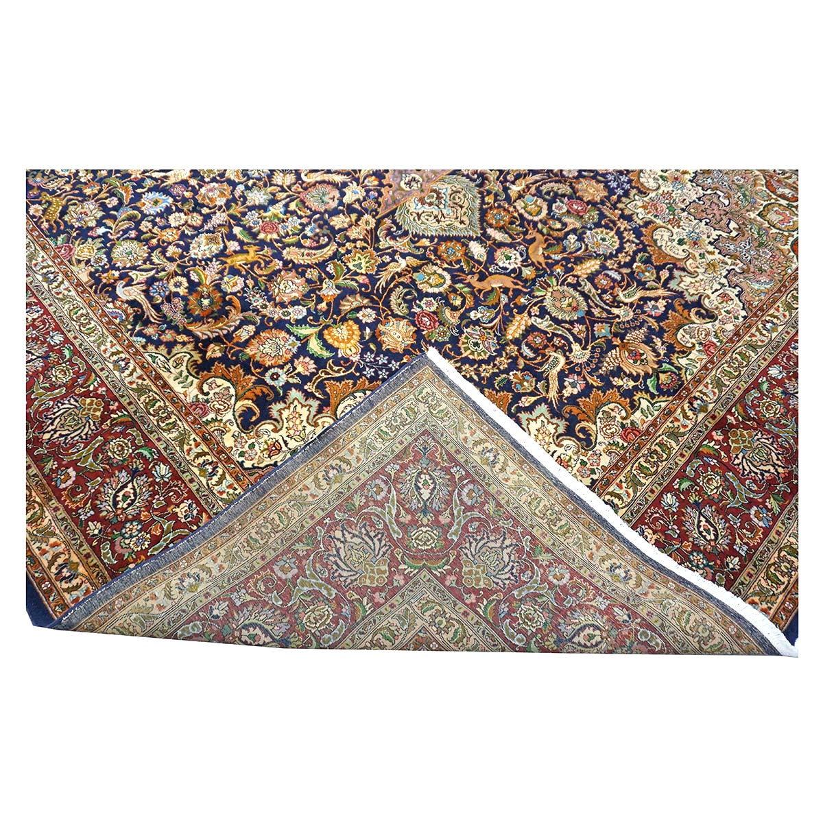 Antique Persian Tabriz Wool 10 x 16  Ivory & Brown Handmade Area Rug #1143508