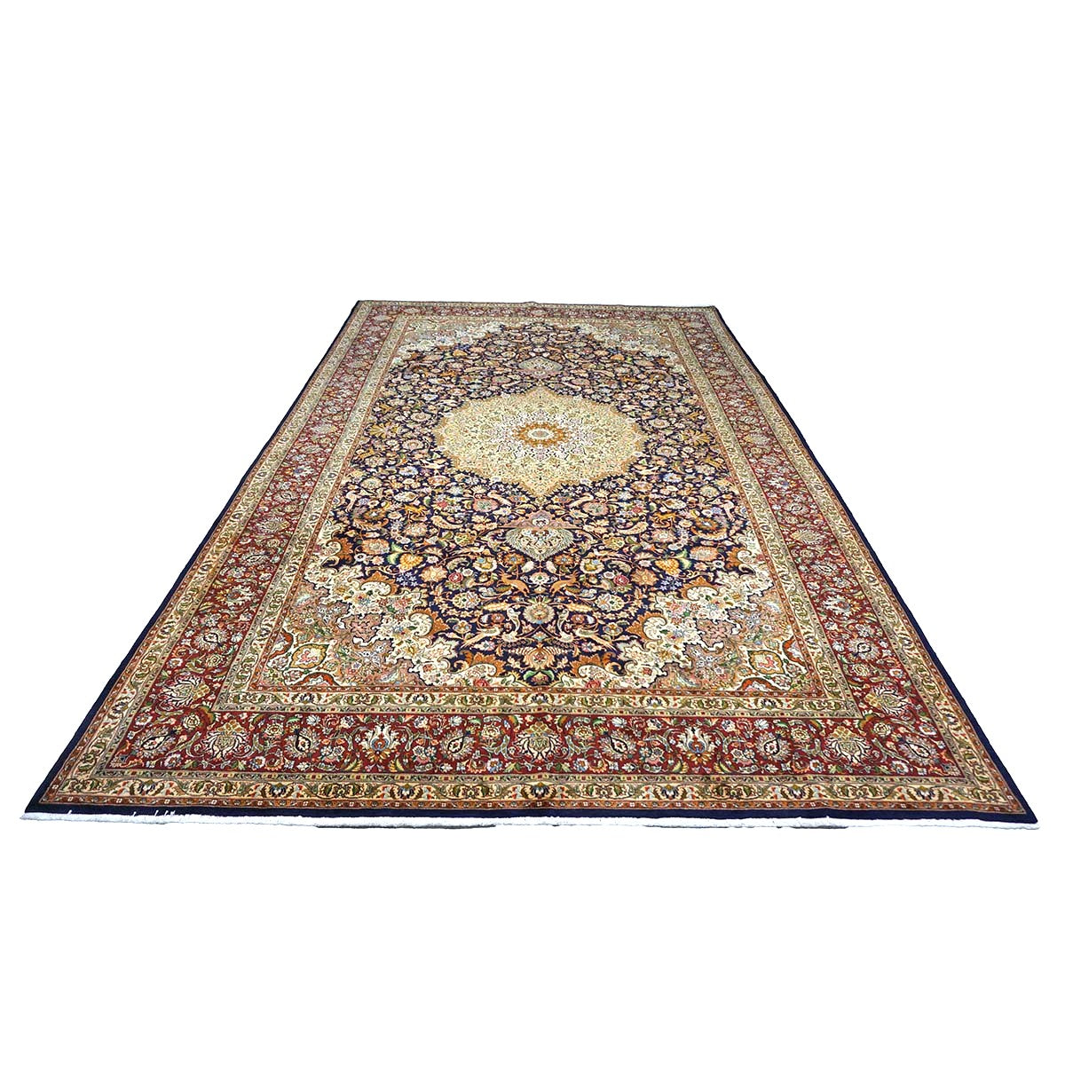 Antique Persian Tabriz Wool 10 x 16  Ivory & Brown Handmade Area Rug #1143508
