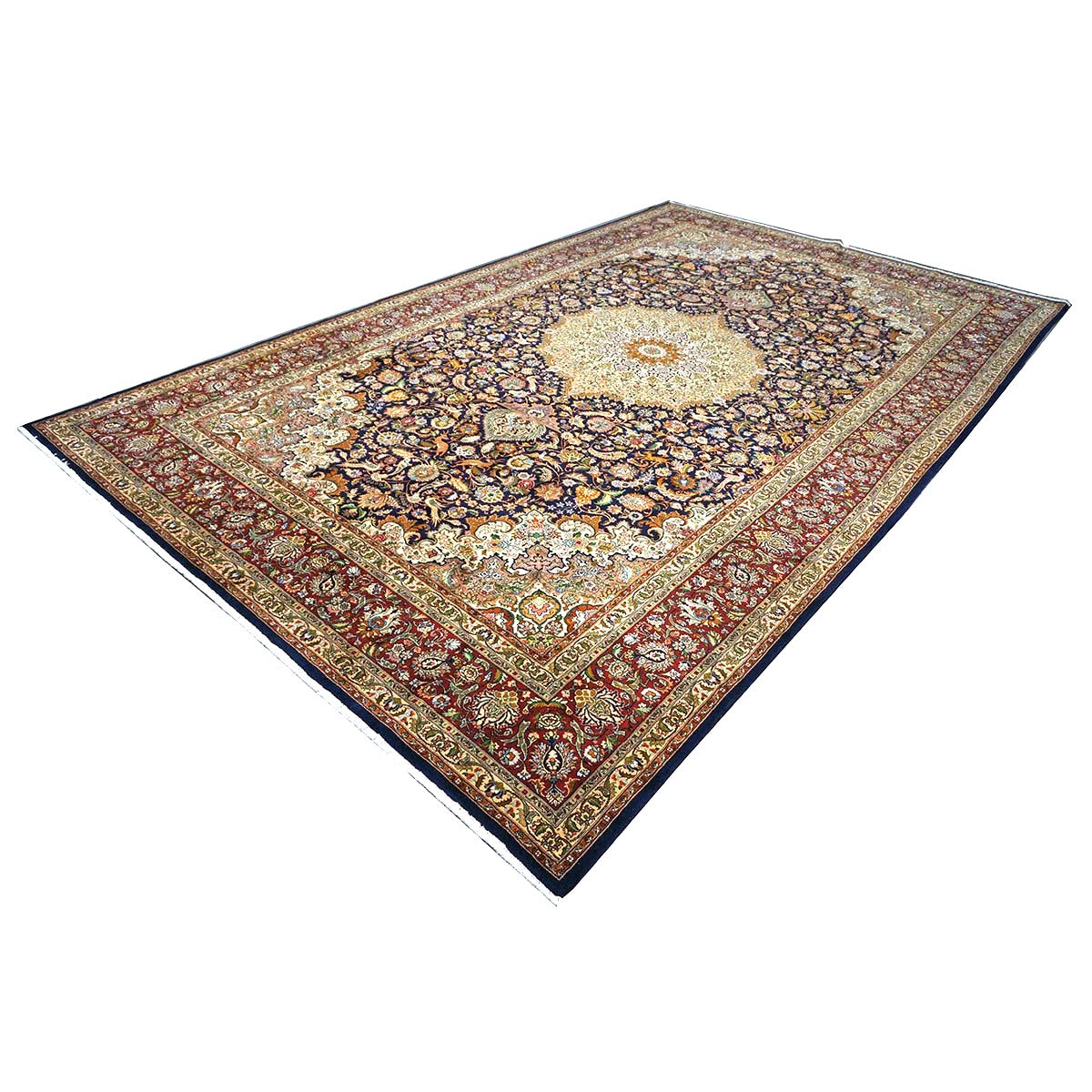 Antique Persian Tabriz Wool 10 x 16  Ivory & Brown Handmade Area Rug #1143508