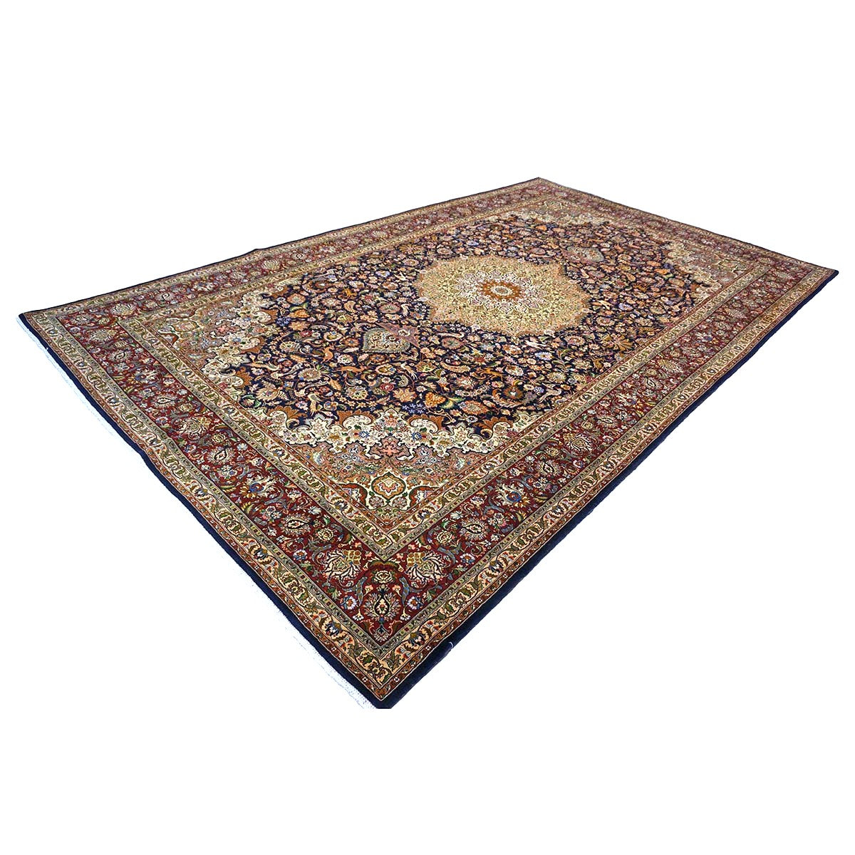Antique Persian Tabriz Wool 10 x 16  Ivory & Brown Handmade Area Rug #1143508