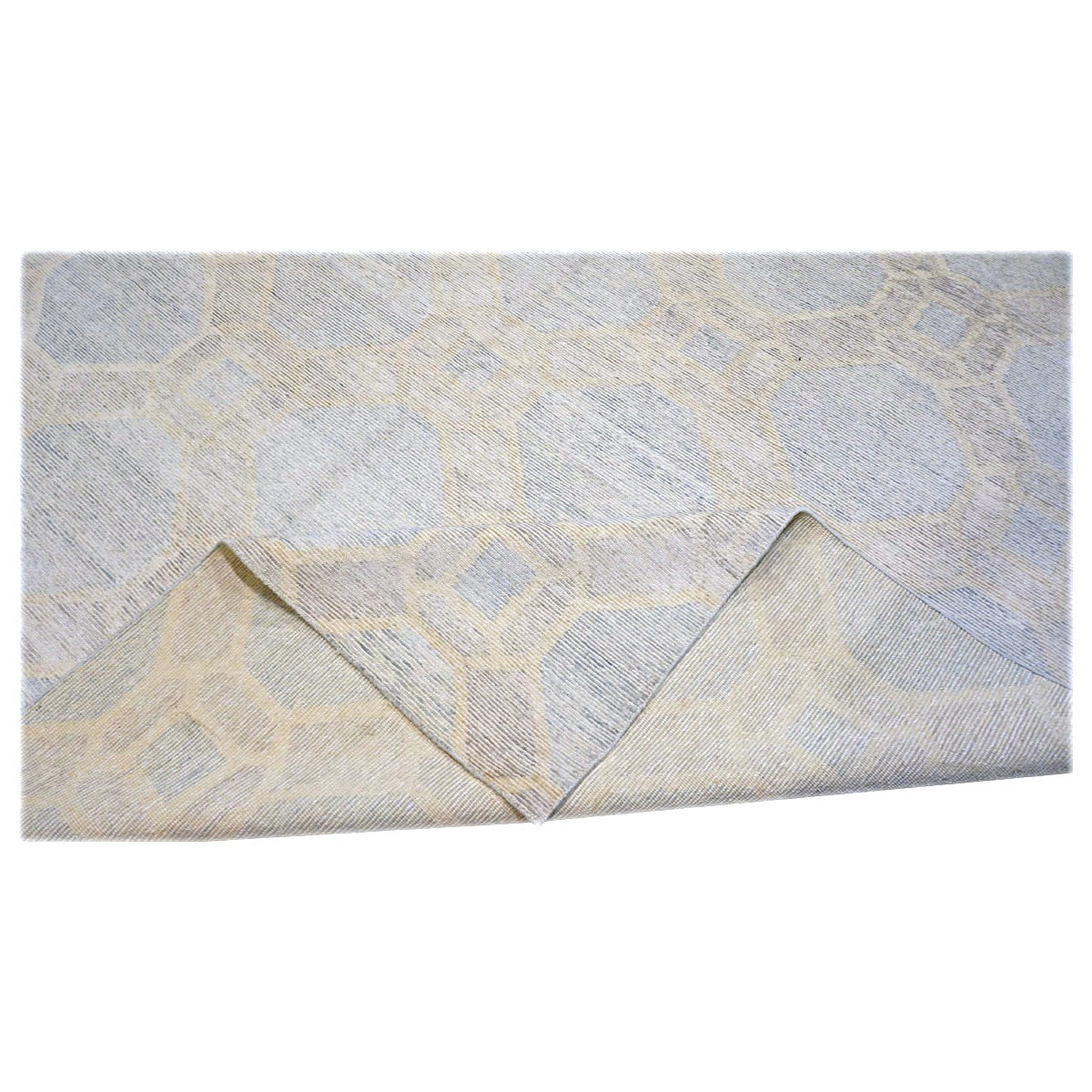 Nepalese Modern Wool & Silk 10X14 Blue, Dark & Light Grey Handmade Area Rug #1143597