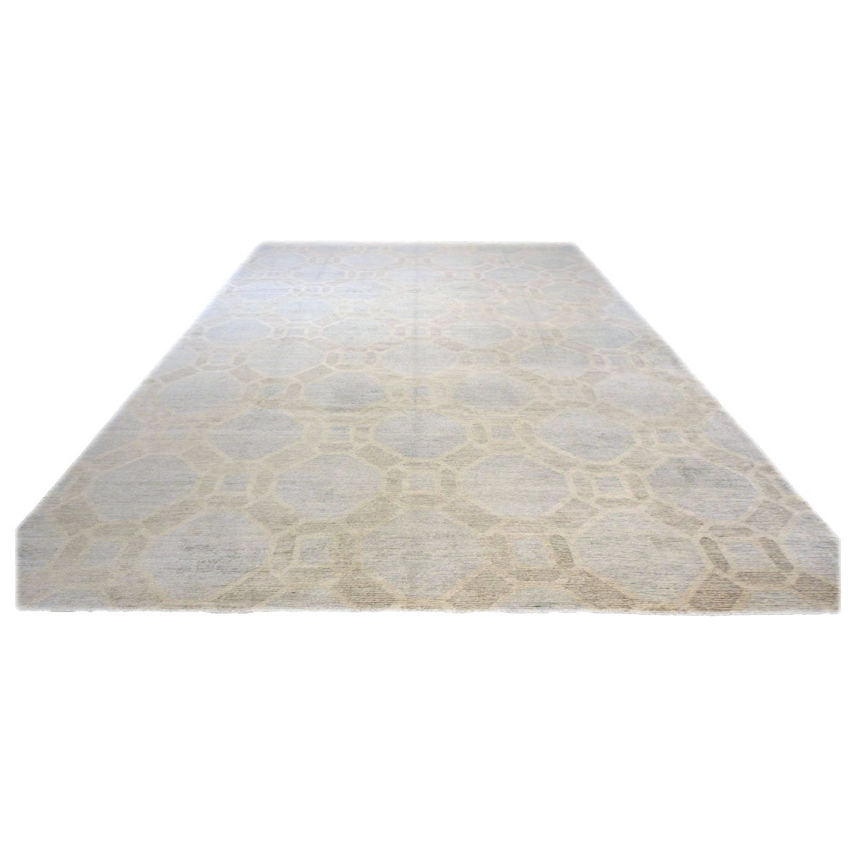 Nepalese Modern Wool & Silk 10X14 Blue, Dark & Light Grey Handmade Area Rug #1143597