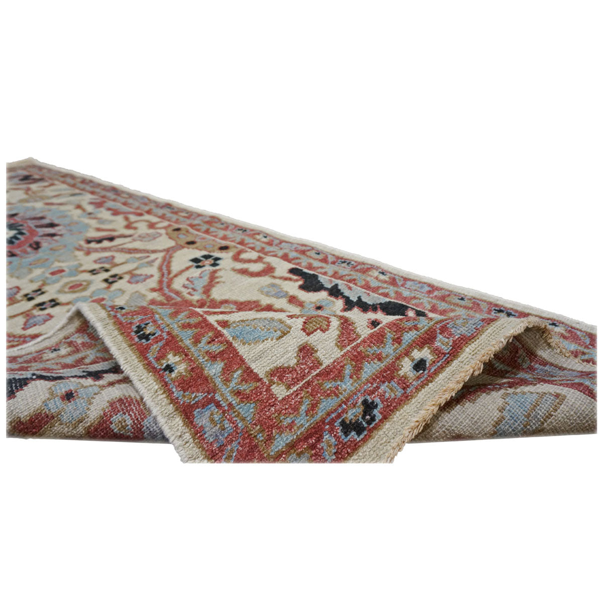 Afghan Sultanabad Wool 3x7 Blue, Ivory & Rust Handmade Runner Rug #1143663