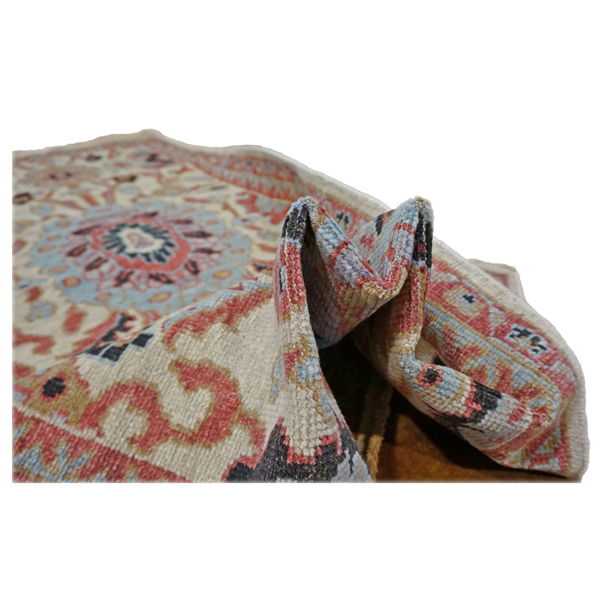 Afghan Sultanabad Wool 3x7 Blue, Ivory & Rust Handmade Runner Rug #1143663