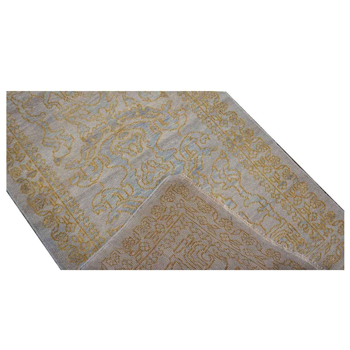 Afghan Sultanabad Wool 3X16 Light Blue & Tan Handmade Runner Rug #1143680