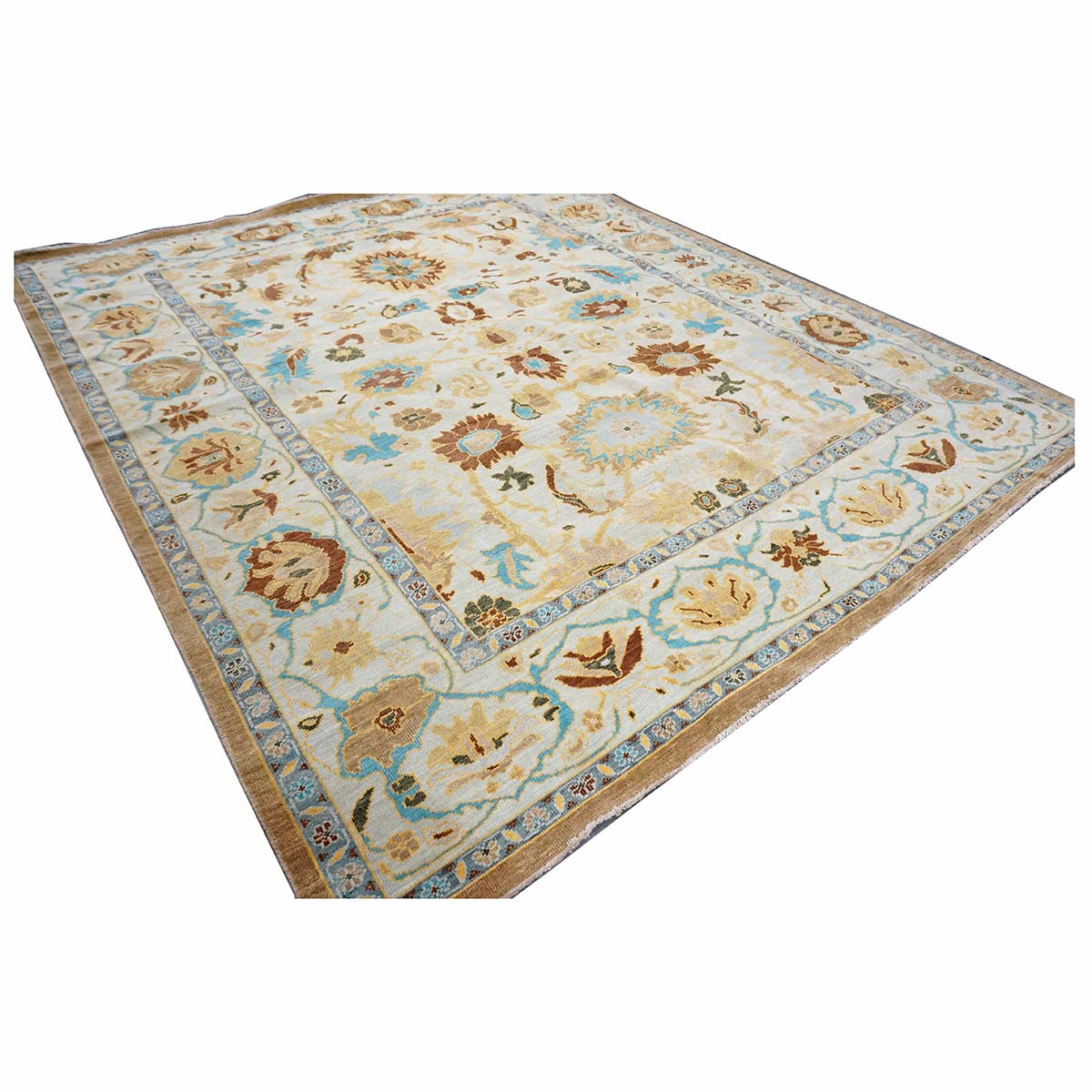 Afghan Sultanabad Wool 8x10 Blue, Ivory & Beige Handmade Area Rug #1143688