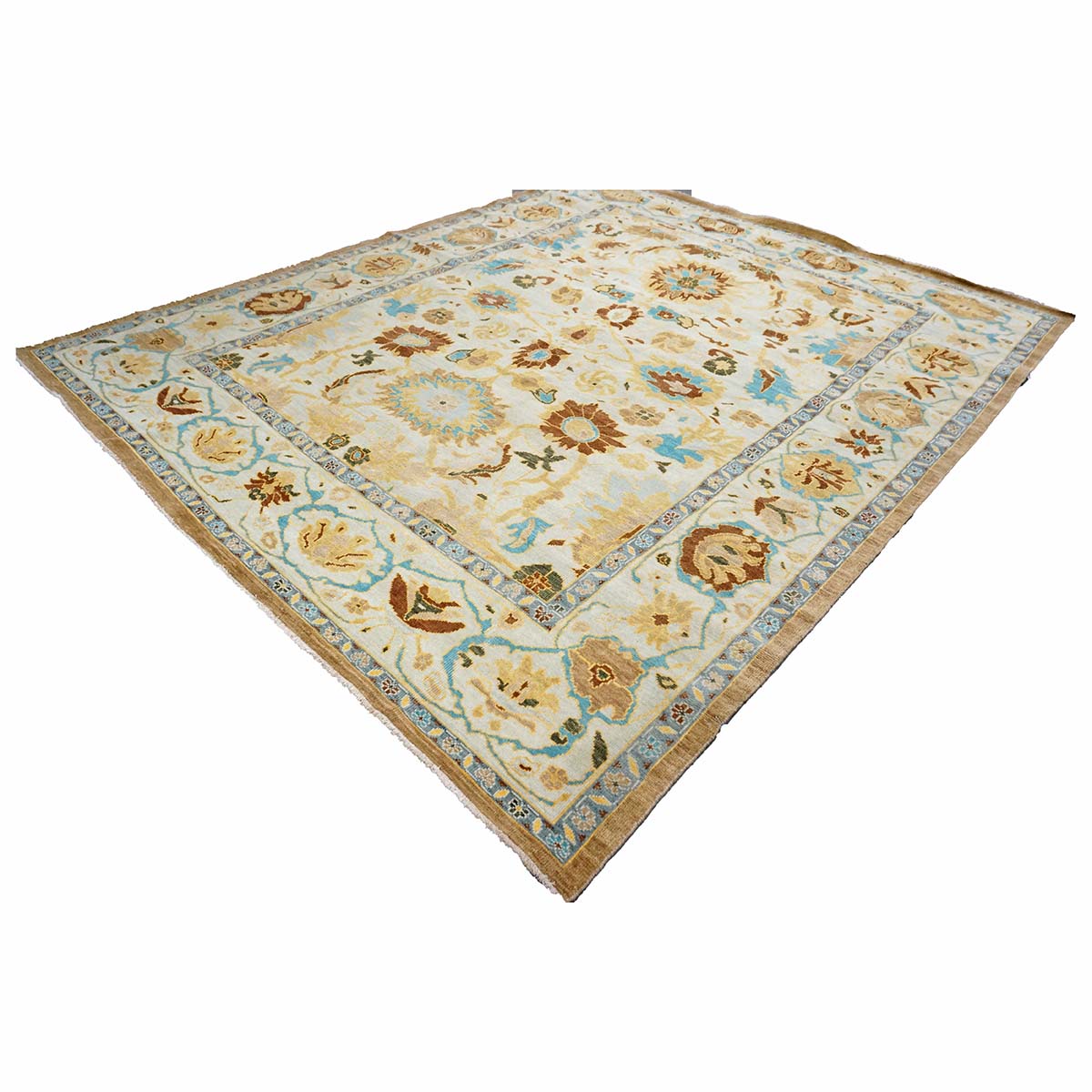 Afghan Sultanabad Wool 8x10 Blue, Ivory & Beige Handmade Area Rug #1143688