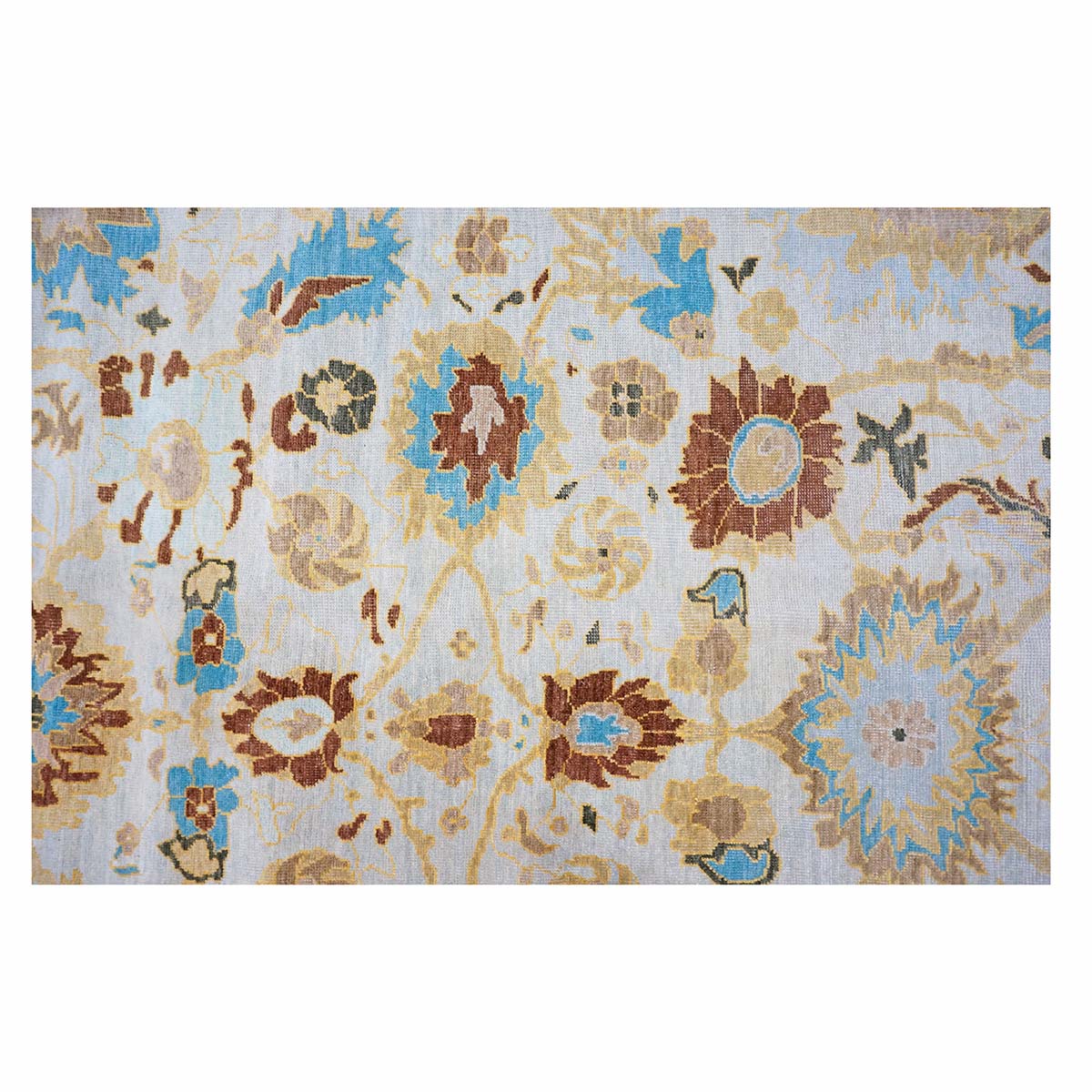 Afghan Sultanabad Wool 8x10 Blue, Ivory & Beige Handmade Area Rug #1143688