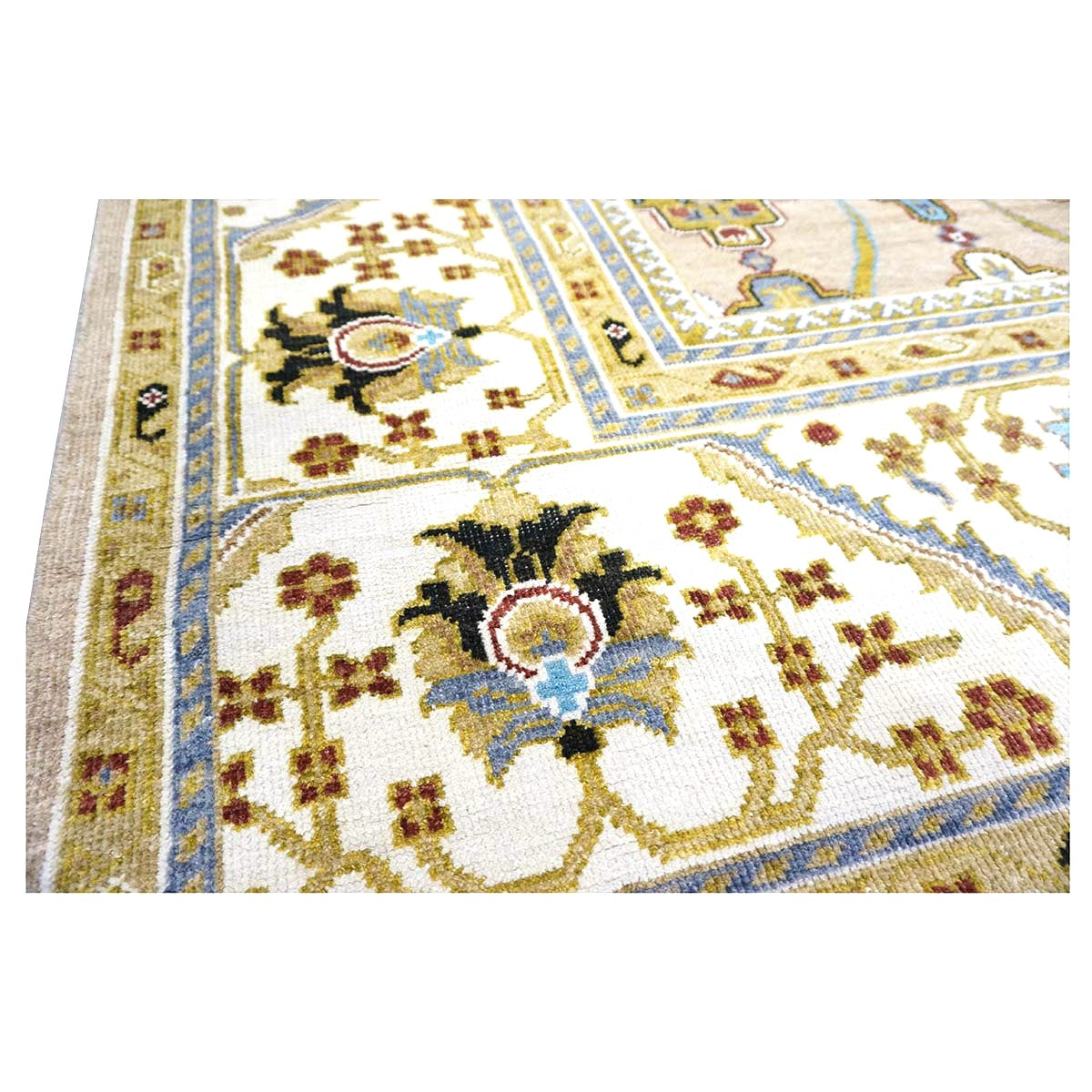 Afghan Sultanabad Wool 9X12 Tan, Green & Blue Handmade Area Rug #1143689