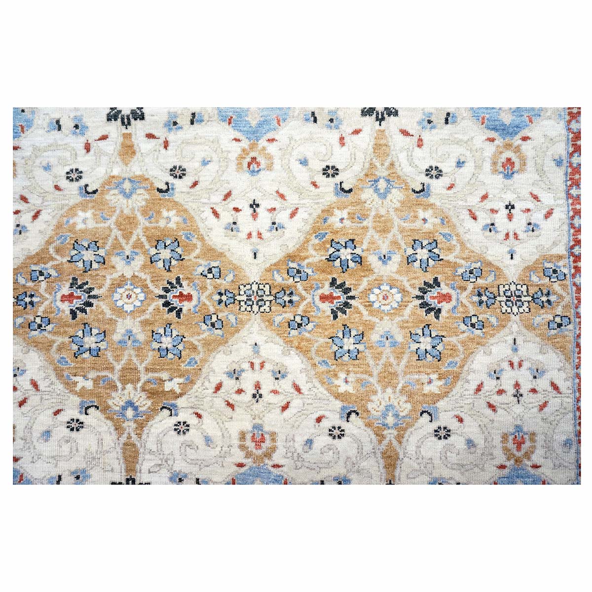 Afghan Sultanabad Masters Wool 8 x 10 Ivory, Tan, Red & Light Blue Handmade Area Rug #1143755