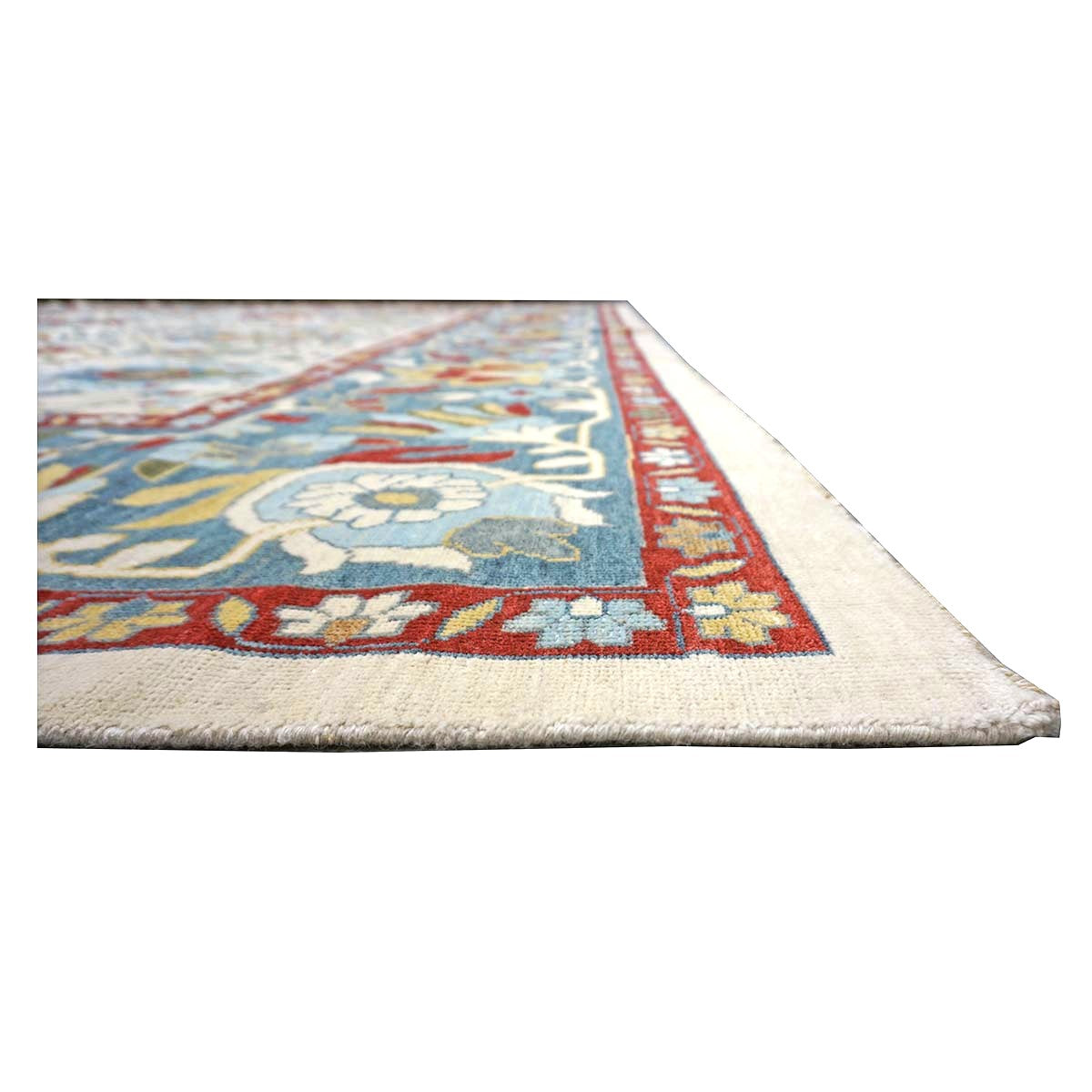 Afghan Sultanabad Wool 13x16 Ivory, Red & Light Blue Handmade Area Rug #1143763