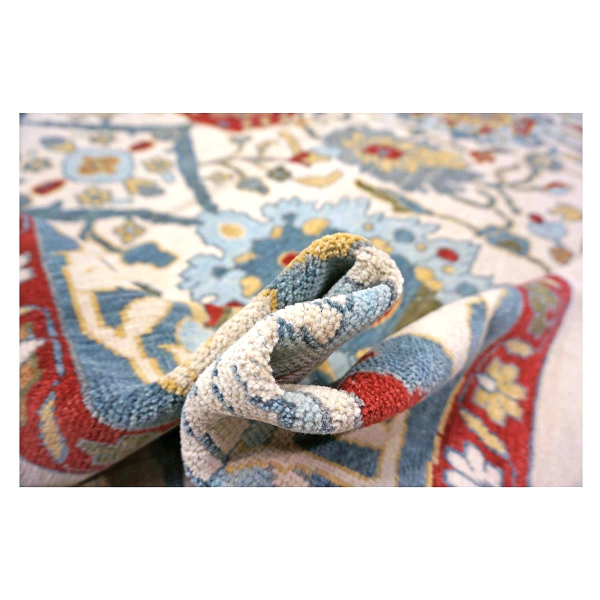 Afghan Sultanabad Wool 13x16 Ivory, Red & Light Blue Handmade Area Rug #1143763