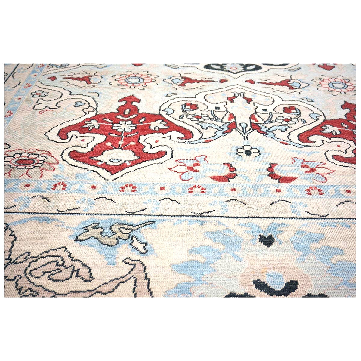 Persian Sultanabad Wool 10x14 Ivory, Blue, & Red Handmade Area Rug #1143766