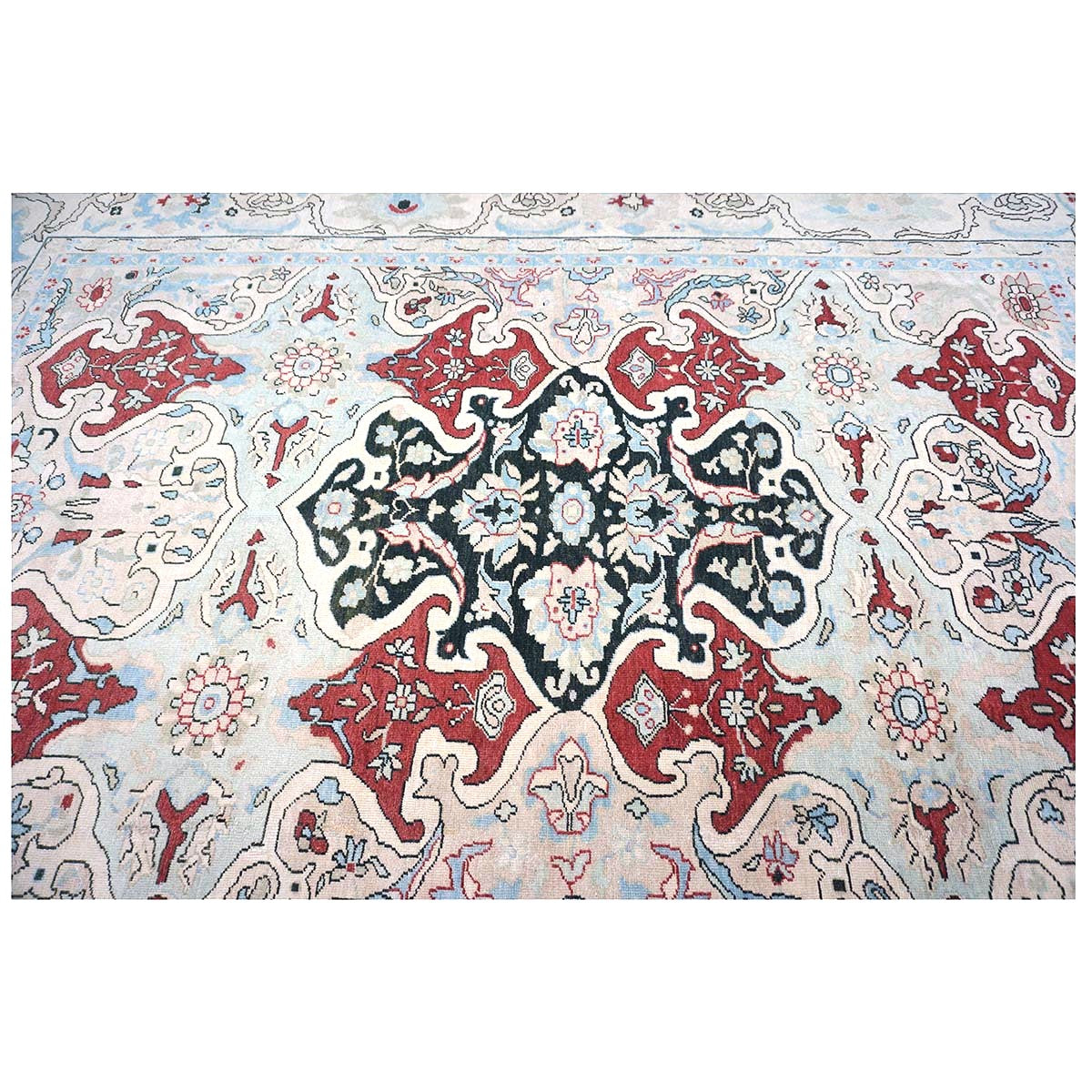 Persian Sultanabad Wool 10x14 Ivory, Blue, & Red Handmade Area Rug #1143766