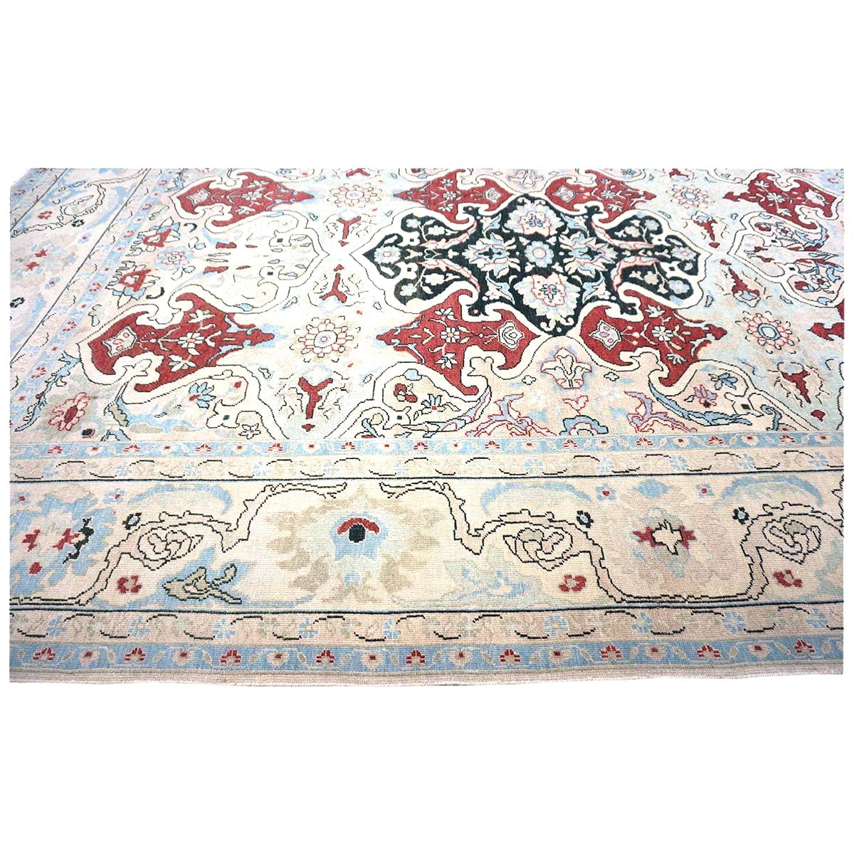 Persian Sultanabad Wool 10x14 Ivory, Blue, & Red Handmade Area Rug #1143766
