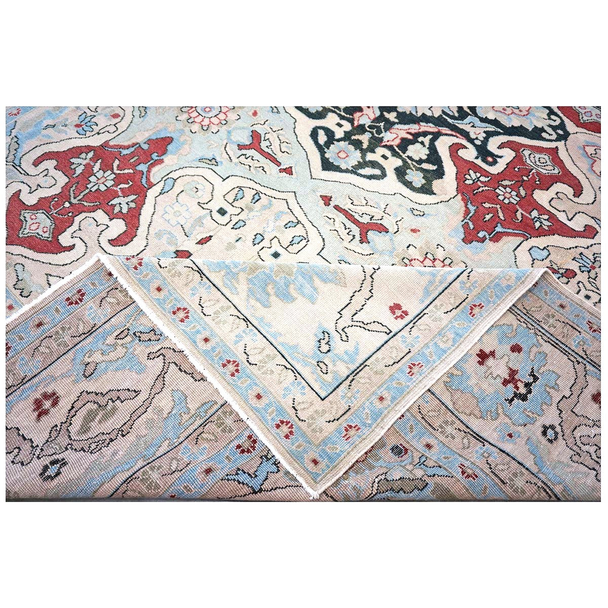 Persian Sultanabad Wool 10x14 Ivory, Blue, & Red Handmade Area Rug #1143766