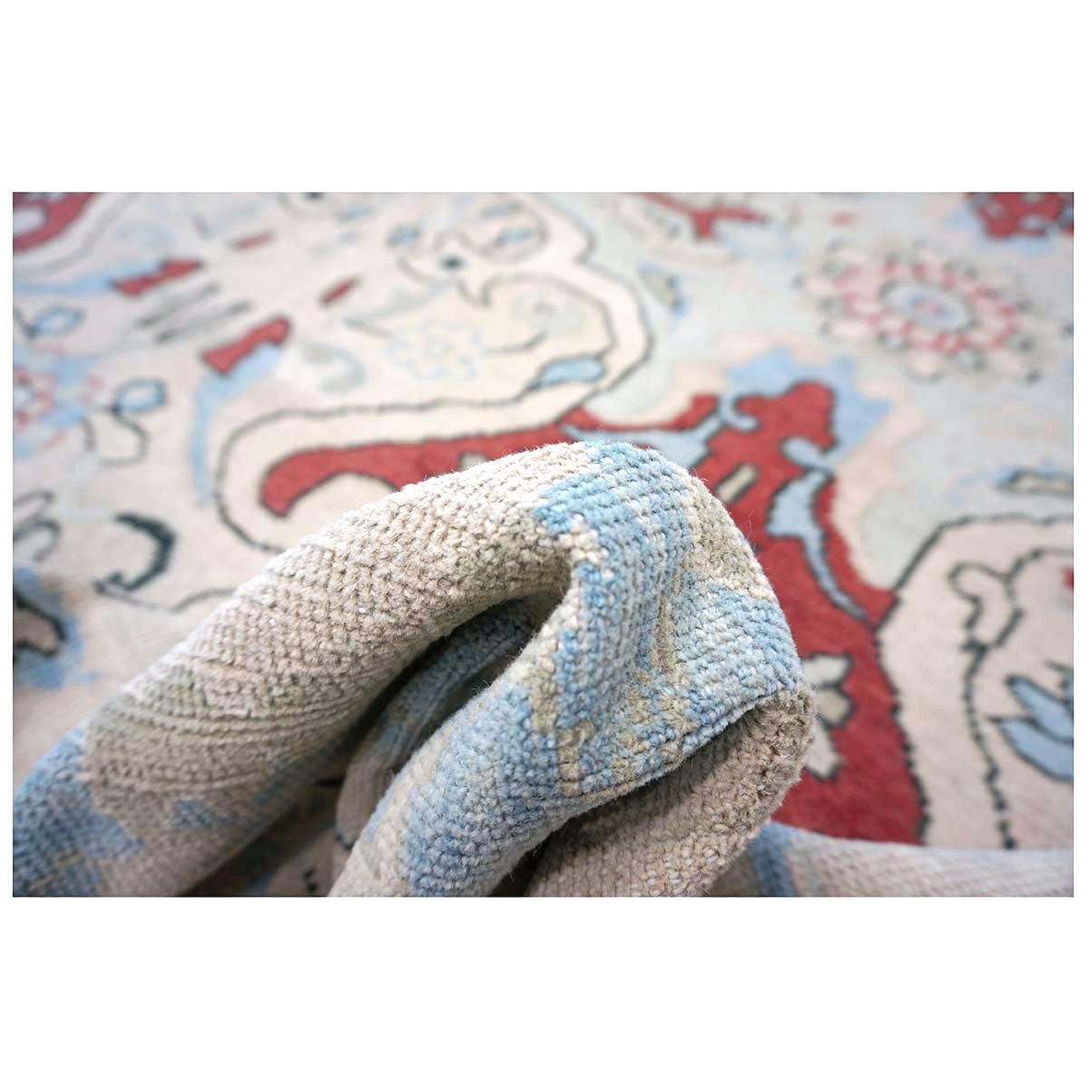 Persian Sultanabad Wool 10x14 Ivory, Blue, & Red Handmade Area Rug #1143766