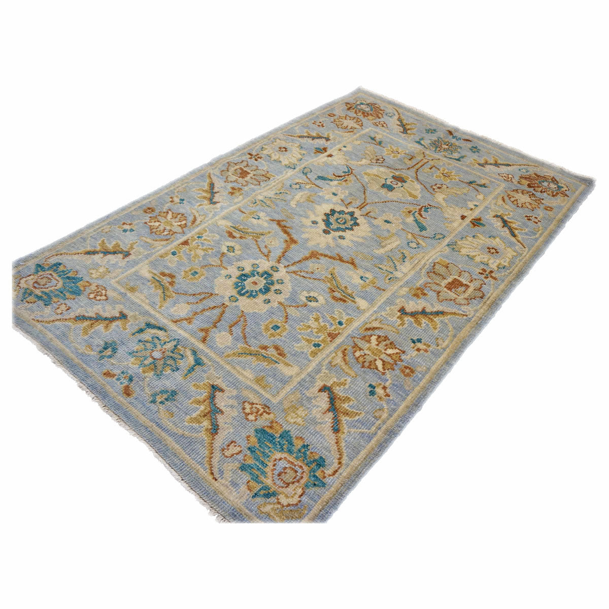 Afghan Sultanabad Masters Wool 3x5 Grey, Ivory & Teal Handmade Area Rug #1143768