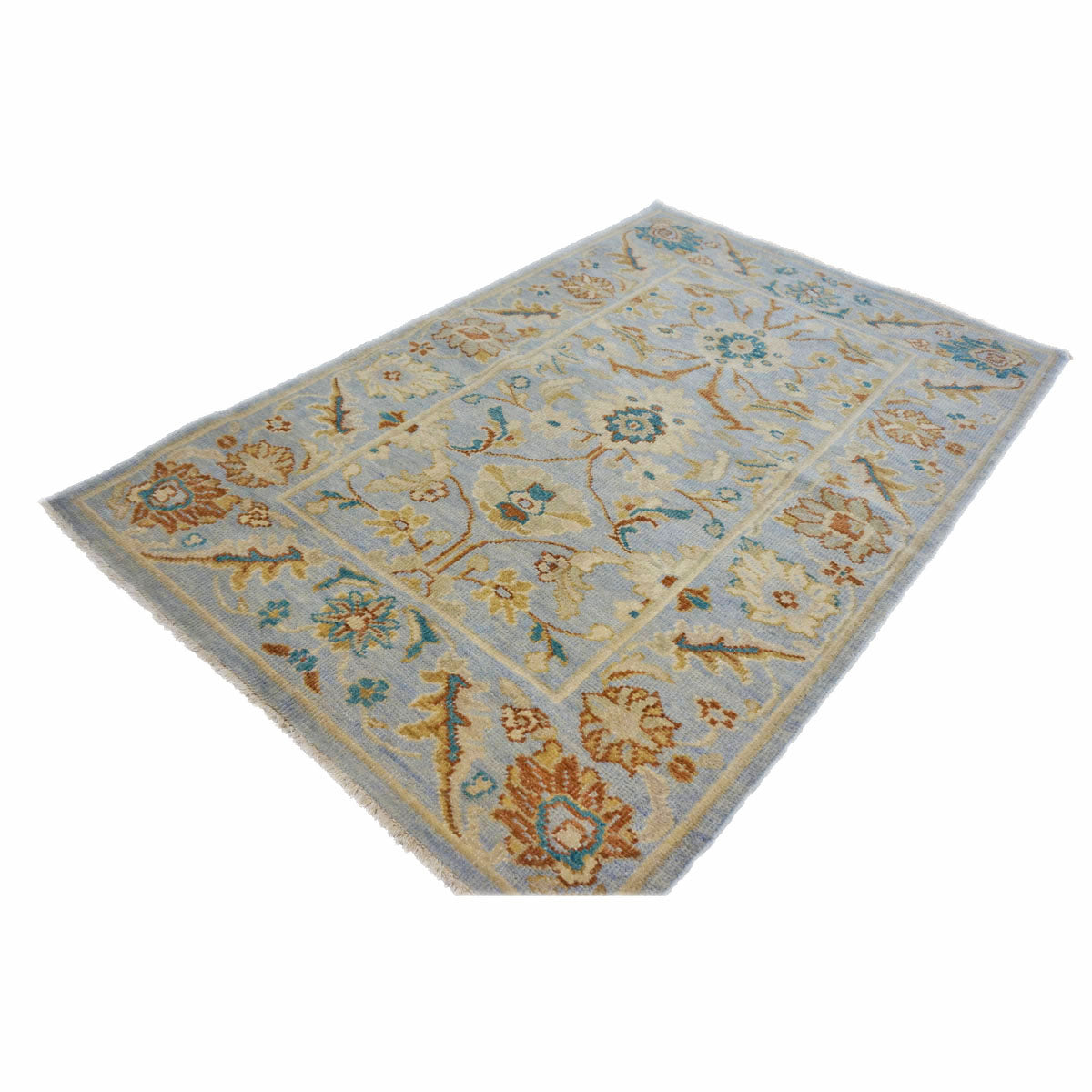 Afghan Sultanabad Masters Wool 3x5 Grey, Ivory & Teal Handmade Area Rug #1143768